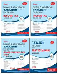 Bharats Taxation (Notes & Workbook + Practice Manual) 4 Modules Books Set for CA Inter by CA Arvind Tuli