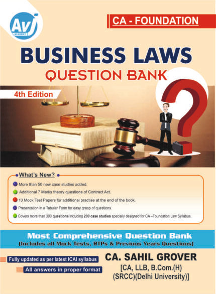 CA Foundation (2023 Scheme) Business Laws (Question Bank) Book by CA Sahil Grover