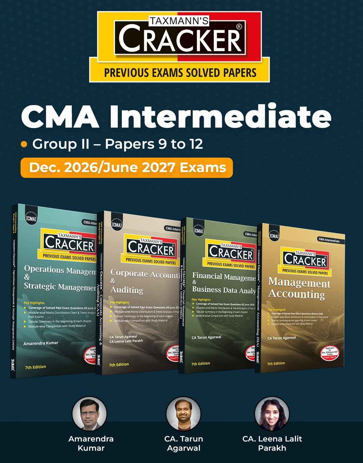 Taxmann Cracker Combo Papers 9 to 12 (OMSM, CAA, FMDA, and MA) Set of 4 Books for CMA Intermediate