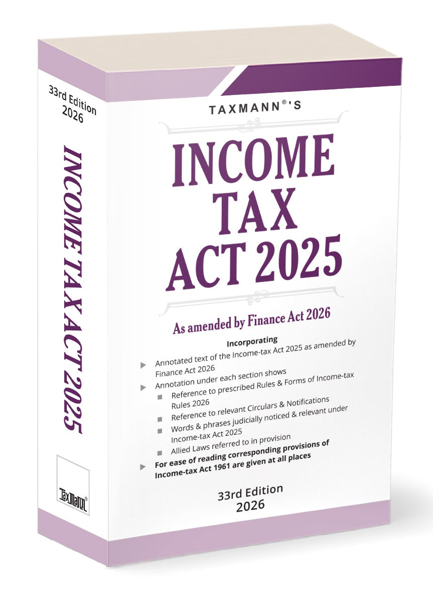 Book titled 'Income Tax Act 2025' by Taxmann on a white background