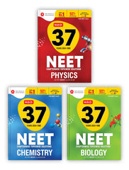 37 Years NEET Physics, Chemistry, Biology PYP with Chapterwise Topicwise Solutions for NEET 2025 Exam (Set of 3 books) by MTG Learning