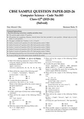CBSE Question Bank for Class 12 - Computer Science Book - Chapterwise and Topicwise Solved Papers For 2027 Exam By Oswaal Books
