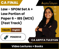 CA Final Law - SPOM Set A + Law Portion of Paper 6 - IBS (MCS) (Fast Track) Video Lectures in English by CA Arpita Tulsyan (Pendrive + Books, 1 Month)