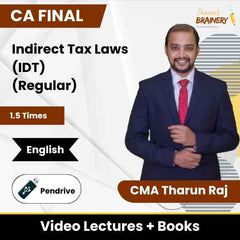 CA Final Indirect Tax Laws (IDT) (Regular) Video Lectures in English by CMA Tharun Raj (Google Drive, 1.5 Times)