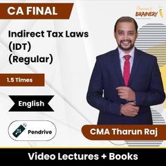 CA Final Indirect Tax Laws (IDT) (Regular) Video Lectures in English by CMA Tharun Raj (Pen Drive, 1.5 Times)