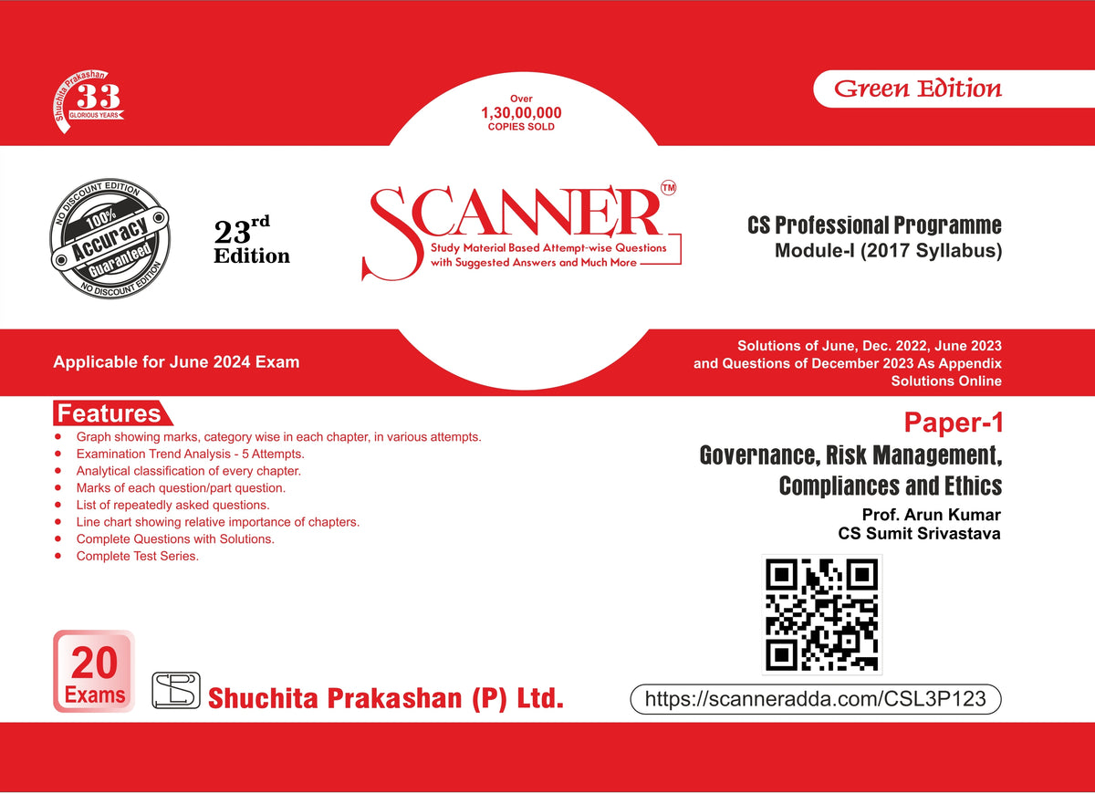 Scanner CS Professional (2017 Syllabus) Paper-1 Governance, Risk Management, Compliances and Ethics Green Edition