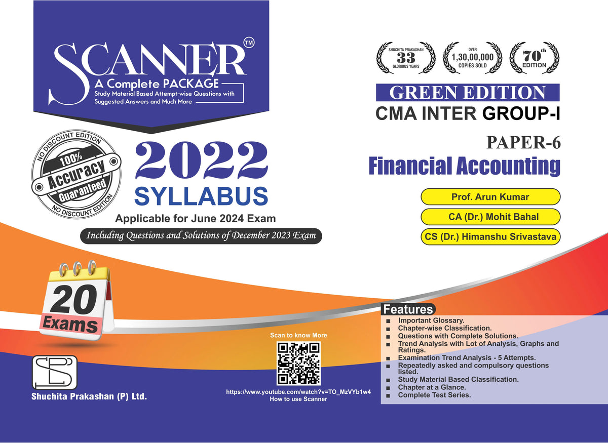 Scanner CMA Inter (2022 Syllabus) Paper-6 Financial Accounting Green Edition.