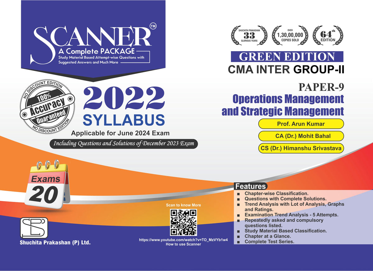 Scanner CMA Inter (2022 Syllabus) Paper-9 Operations Management & Strategic Management Green Edition.