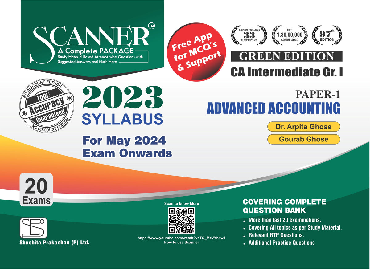 Scanner CA Inter (2023 Syllabus) Paper-1 Advanced Accounting Green Edition.