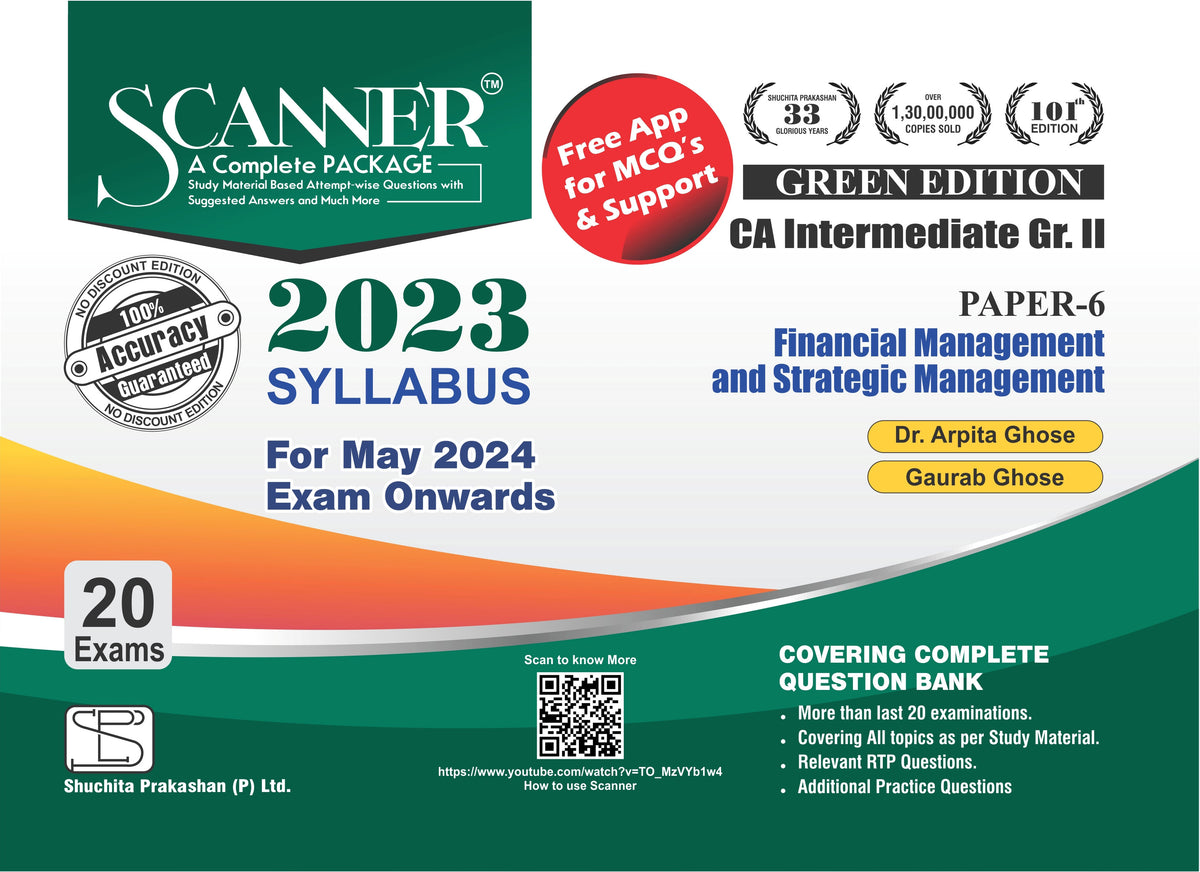 Scanner CA Inter (2023 Syllabus) Paper - 6 Financial Management and Strategic Management Green Edition