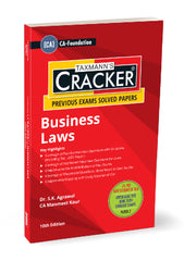Taxmann Cracker - Business Laws Book for CA Foundation by S.K. Agrawal, Manmeet Kaur.