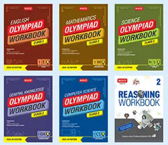 NSO-IMO-IEO-ICSO-IGKO Olympiad Workbook and Reasoning Book Combo Class 2 (Set of 6 Books) by MTG Learning