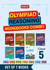 NSO-IMO-IEO-ICSO-IGKO-ISSO Olympiad Workbook and Reasoning Book Combo Class 5 (Set of 7 Books) by MTG Learning