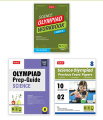National Science Olympiad (NSO) Workbook, Prep-Guide and Previous Years Papers (PYQs) with Mock Test Paper for Class 8 (Set of 3 Books) by MTG Learning