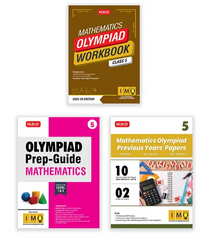 International Mathematics Olympiad (IMO) Workbook, Prep-Guide and Previous Years Papers (PYQs) with Mock Test Paper for Class 5 (Set of 3 Books) by MTG Learning