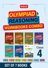 NSO-IMO-IEO-ICSO-IGKO-ISSO Olympiad Workbook and Reasoning Book Combo Class 4 (Set of 7 Books) by MTG Learning