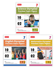 IMO-NSO-IEO Class-7 Olympiad Previous Years Papers (2024-2020) Set A and B) Mathematics, Science and English Combo Pack book by MTG Learning