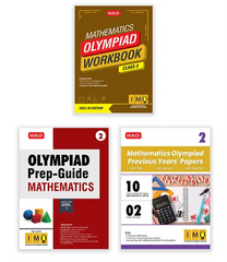 International Mathematics Olympiad (IMO) Workbook, Prep-Guide and Previous Years Papers (PYQs) with Mock Test Paper for Class 2 (Set of 3 Books) by MTG Learning