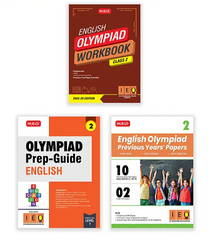 International English Olympiad (IEO) Workbook, Prep-Guide and Previous Years Papers (PYQs) with Mock Test Paper for Class 2 (Set of 3 Books) by MTG Learning