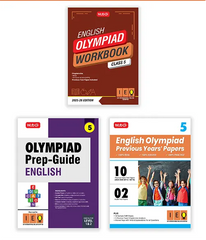 International English Olympiad (IEO) Workbook, Prep-Guide and Previous Years Papers (PYQs) with Mock Test Paper for Class 5 (Set of 3 Books) by MTG Learning