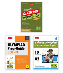 National Science Olympiad (NSO) Workbook, Prep-Guide and Previous Years Papers (PYQs) with Mock Test Paper for Class 4 (Set of 3 Books) by MTG Learning