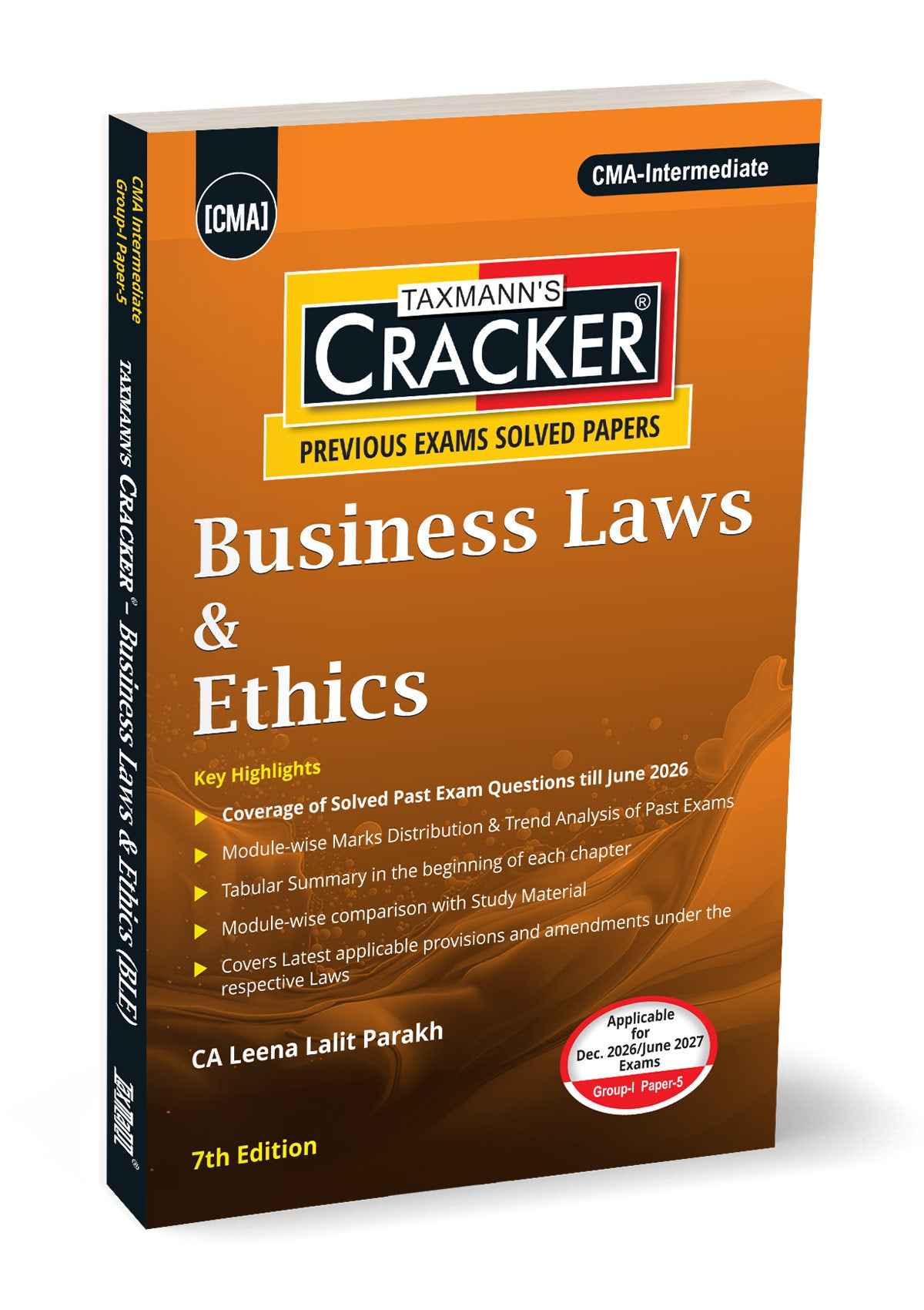 Taxmann Cracker - Business Laws and Ethics Book for CMA Inter by Leena Lalit Parakh