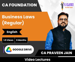 CA Foundation Business Laws (Regular) only Video Lectures in English by CA Praveen Jain (Google Drive, 1.5 Views, 6 Months)