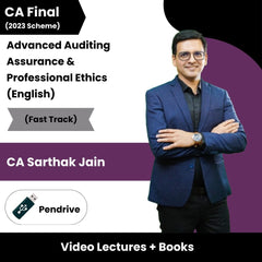 CA Final Advanced Auditing, Assurance & Professional Ethics (Fast Track) Video Lectures in English by CA Sarthak Jain (Pendrive).