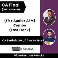 CA Final (2023 Scheme) (FR + Audit + AFM) Combo (Fast Track) Video Lectures By CA Sarthak Jain ,CA Adish Jain (Pendrive)