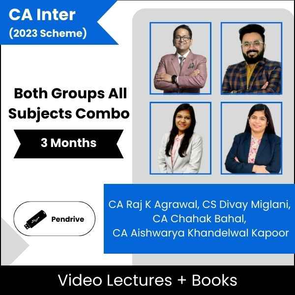CA Inter Both Groups All Subjects Combo Video Lectures By CA Raj K Agrawal, CS Divay Miglani, CA Chahak Bahal, CA Aishwarya Khandelwal Kapoor (Pendrive + Books, 3 Months)