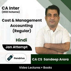 CA Inter (2023 Scheme) Cost & Management Accounting (Regular) Video Lectures by CA CS Sandeep Arora Jan Attempt (Pendrive + Books)
