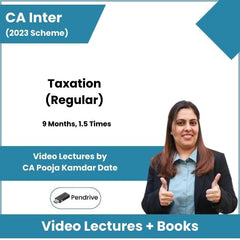 CA Inter (2023 Scheme) Taxation (Regular) Video Lectures by CA Pooja Kamdar Date (Pendrive, 9 Months, 1.5 Times)