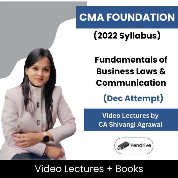 CMA Foundation (2022 Syllabus) Fundamentals of Business Laws & Communication Video Lectures by CA Shivangi Agrawal Dec Attempt (Pendrive + Books)