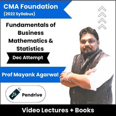 CMA Foundation (2022 Syllabus) Fundamentals of Business Mathematics & Statistics Video Lectures by Prof Mayank Agarwal Dec Attempt (Pendrive)