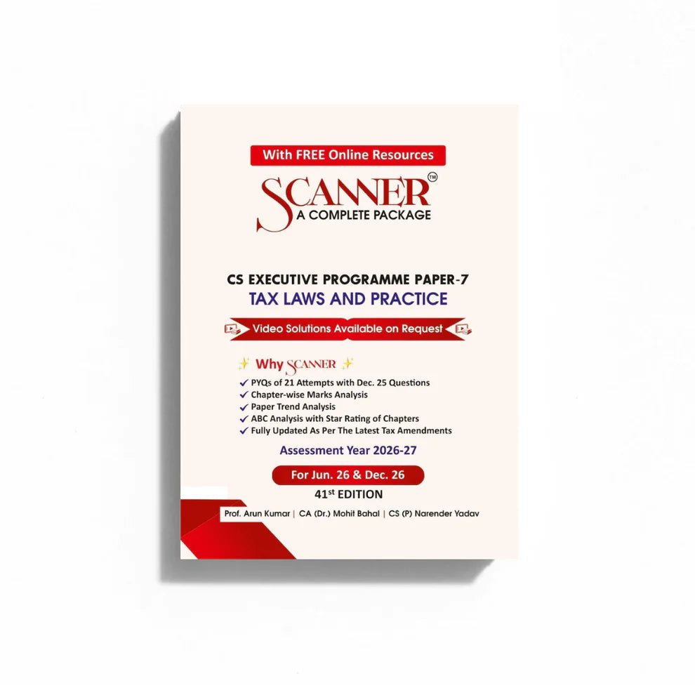 Book cover of 'CS Executive Programme Paper 7 Tax Laws and Practice' by Scanner on a white background