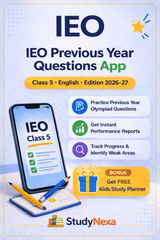 StudyNexa IEO Previous Year Questions App for Class 5 with Progress Report & Performance Analysis | English Olympiad Practice (SOF)