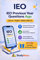 StudyNexa IEO Previous Year Questions App for Class 8 with Progress Report & Performance Analysis | English Olympiad Practice (SOF)