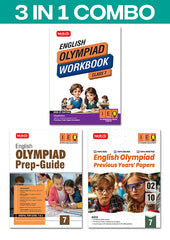 Class 7 International English Olympiad (IEO) Workbook, Prep-Guide and Previous Years Papers (PYQs) - 3 IN 1 COMBO By MTG Learning