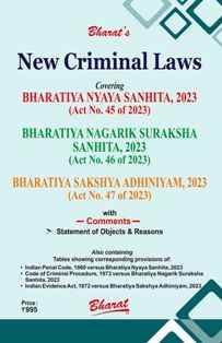 New Criminal Laws (Covering Bharatiya Nyaya Sanhita, Bharatiya Nagarik Suraksha Sanhita, Bharatiya Sakshya Adhiniyam) Book by Bharat Law House