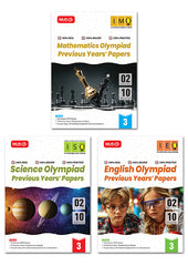 IMO-ISO-IEO Class-3 Olympiad Previous Years Papers (PYPs) - Mathematics, Science and English Combo Pack By MTG Learning