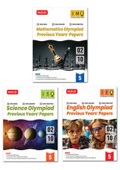 IMO-ISO-IEO Class-5 Olympiad Previous Years Papers (PYP) Mathematics, Science and English Combo Pack By MTG Learning