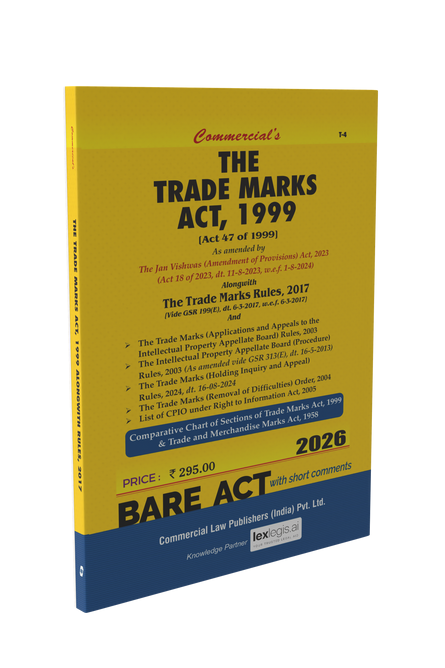 Commercial's Trade Marks Act, 1999 Bare Act book - BuyTestSeries.in