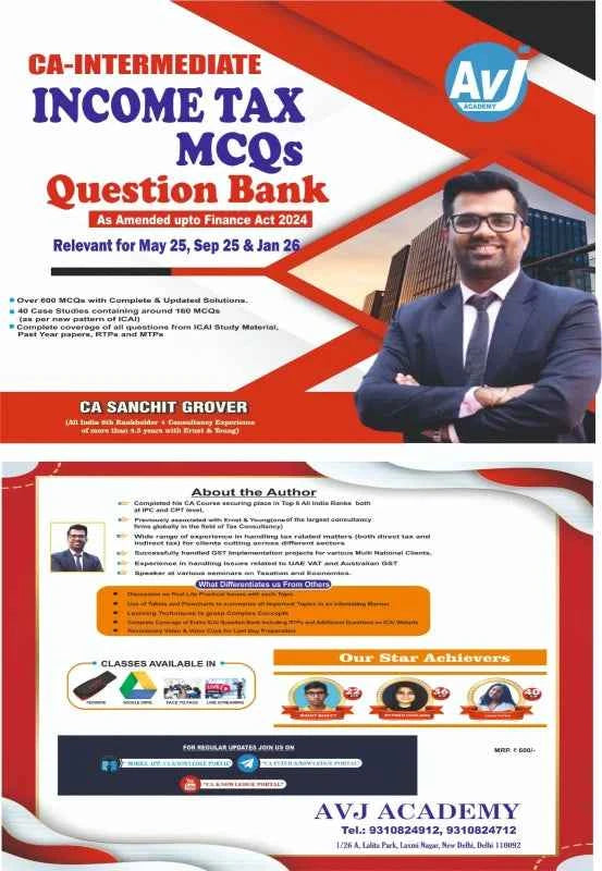 CA Inter Income Tax (MCQs Question Bank) Book by CA Sanchit Grover