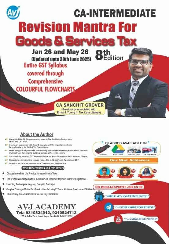 CA Inter Goods & Services Tax (Revision Mantra) Book by CA Sanchit Grover