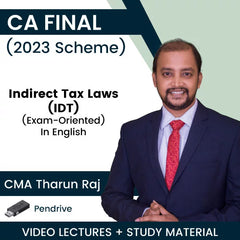 CA Final (2023 Scheme) Indirect Tax Laws (IDT) (Exam-Oriented) Video Lectures in English by CMA Tharun Raj (Pen Drive)