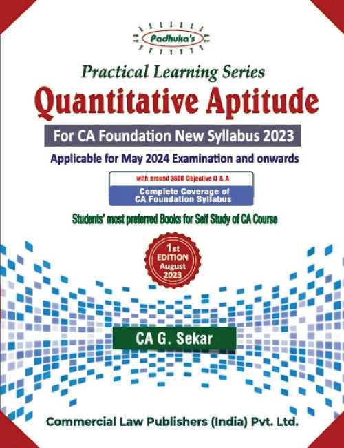 Commercial's Padhuka's (Practical Learning Series) Quantitative Aptitude Book for CA Foundation (2023 Scheme) by CA G Sekar