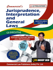 Commercial's CS Executive New Syllabus Jurisprudence Interpretation and General Laws Book by CS Anoop Jain