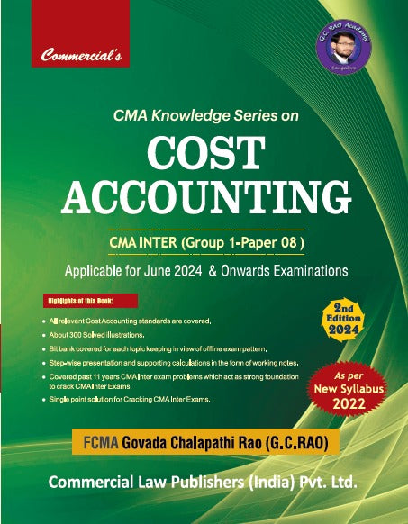 Commercial CMA Knowledge Series On Cost Accounting Book for CMA Inter by FCMA GC Rao