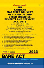 Commercial's Aadhaar (Targeted Delivery of Financial & other subsidies, benefits & services) Act, 2016 Bare Act book