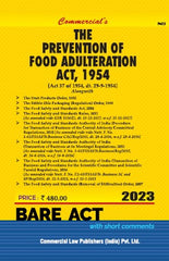 Commercial's Prevention of Food Adulteration Act, 1954 Bare Act book